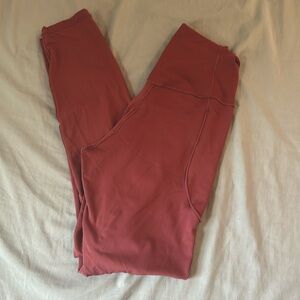 Maroon Halara high waisted crossover leggings with pockets